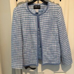 Sag Harbor Baby Blue and White Tweed Blazer